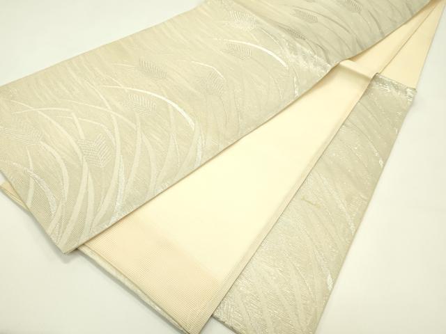 平和屋着物＊夏物　六通柄袋帯　草木文　銀糸　正絹　逸品　CABH5979rv