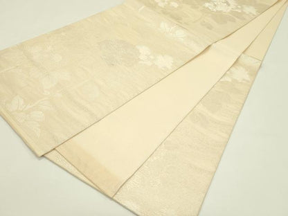 平和屋着物＊夏物　六通柄　本袋帯　草花文　銀糸　正絹　逸品　CABH5980rv
