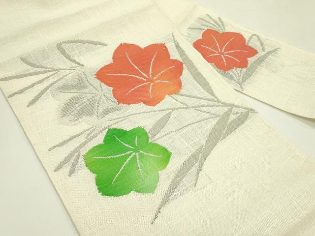 平和屋着物＊夏物　八寸名古屋帯　草花文　銀糸　CABH5981rv
