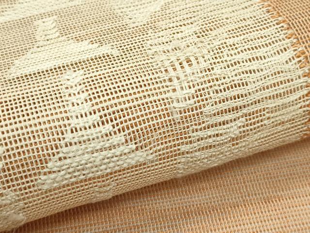 平和屋着物＊夏物　八寸名古屋帯　幾何学文様　正絹　逸品　CABH5984rv