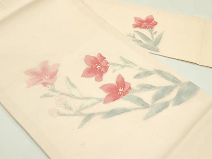 平和屋着物＊夏物　九寸名古屋帯　草花文　正絹　逸品　CABH5986rv