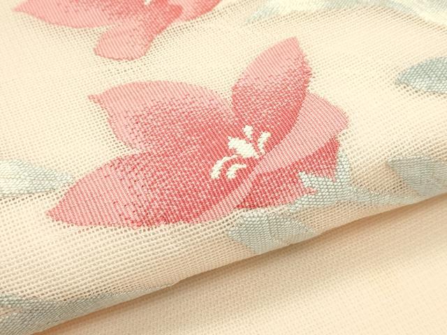 平和屋着物＊夏物　九寸名古屋帯　草花文　正絹　逸品　CABH5986rv