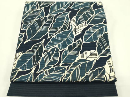 平和屋着物＊夏物　八寸名古屋帯　型染め　葉尽くし　綿　逸品　未使用　CABH5991rv