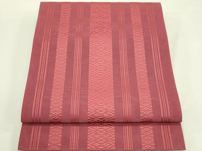 平和屋着物＊夏物　本場筑前博多織　八寸名古屋帯　小豆色　正絹　逸品　CABH5998rv