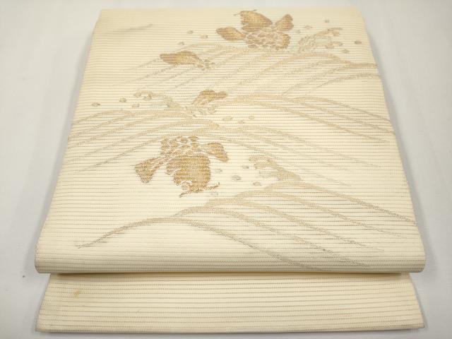平和屋着物＊夏物　九寸開き名古屋帯　鯉　金糸　正絹　逸品　CABH6001tx