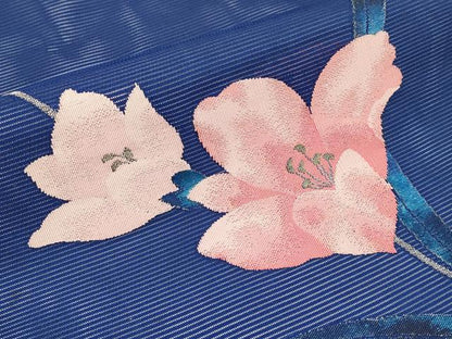 平和屋着物＊夏物　九寸名古屋帯　草花文　金銀糸　正絹　逸品　CABH6004tx