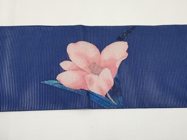 平和屋着物＊夏物　九寸名古屋帯　草花文　金銀糸　正絹　逸品　CABH6004tx