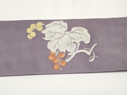 平和屋着物＊夏物　九寸名古屋帯　葡萄蔦の葉文　金銀糸　正絹　逸品　CABH6005tx