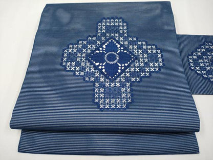 平和屋着物＊夏物　九寸名古屋帯　ドロンワーク　菱文　正絹　逸品　CABH6006tx