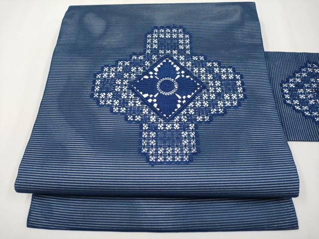 平和屋着物＊夏物　九寸名古屋帯　ドロンワーク　菱文　正絹　逸品　CABH6006tx