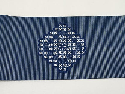 平和屋着物＊夏物　九寸名古屋帯　ドロンワーク　菱文　正絹　逸品　CABH6006tx