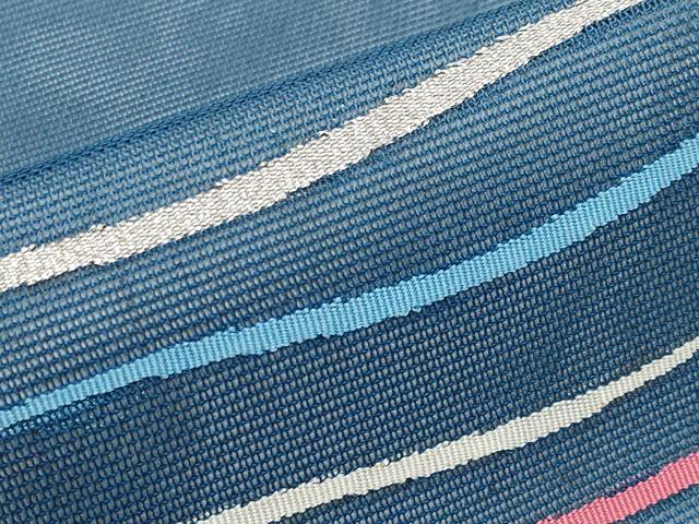 平和屋着物＊夏物　九寸名古屋帯　流線文　銀糸　正絹　逸品　CABH6008tx