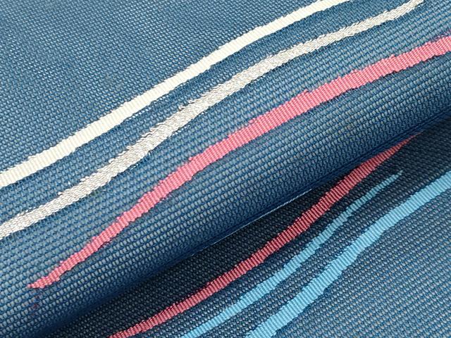 平和屋着物＊夏物　九寸名古屋帯　流線文　銀糸　正絹　逸品　CABH6008tx