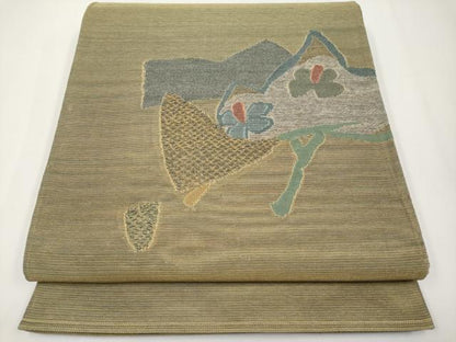 平和屋着物＊夏物 太鼓柄袋帯 枝花文 正絹 逸品 CABH6012tx