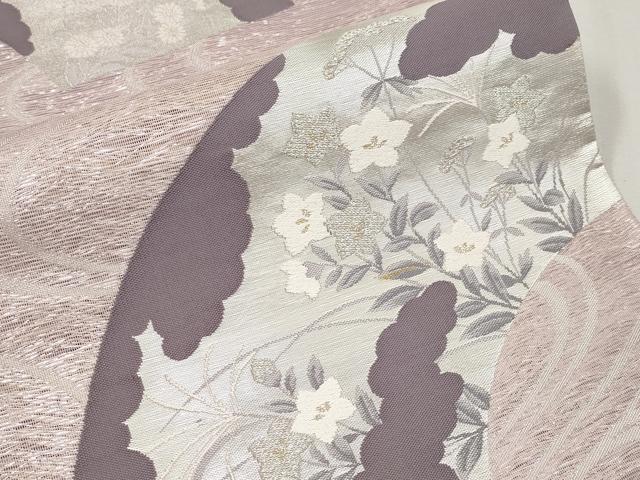 平和屋着物＊夏物 六通柄袋帯 唐織 地紙枝花文 金銀糸 正絹 逸品 CABH6015tx