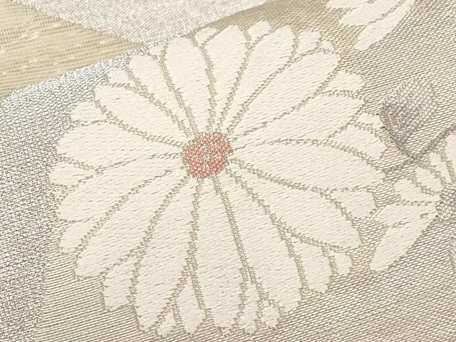 平和屋着物＊夏物　六通柄袋帯　唐織　地紙枝花文　銀糸　正絹　逸品　CABH6016tx