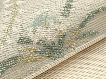 平和屋着物＊夏物 太鼓柄袋帯 絽綴れ 流水枝花文 金銀糸 正絹 逸品 未使用 CABH6018tx