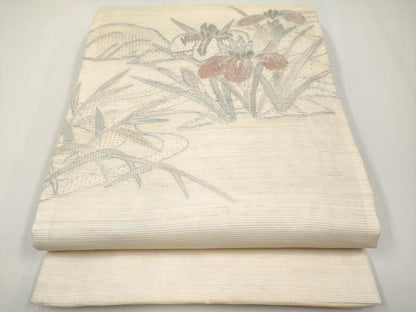平和屋着物＊夏物 中国三大刺繍 スワトウ刺繍 太鼓柄袋帯 絽刺し 区限刺繍 流水草花文 正絹 逸品 CABH6022tx