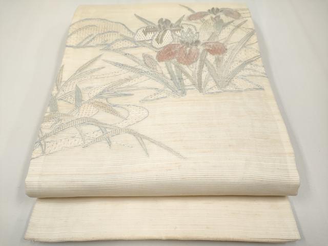 平和屋着物＊夏物 中国三大刺繍 スワトウ刺繍 太鼓柄袋帯 絽刺し 区限刺繍 流水草花文 正絹 逸品 CABH6022tx