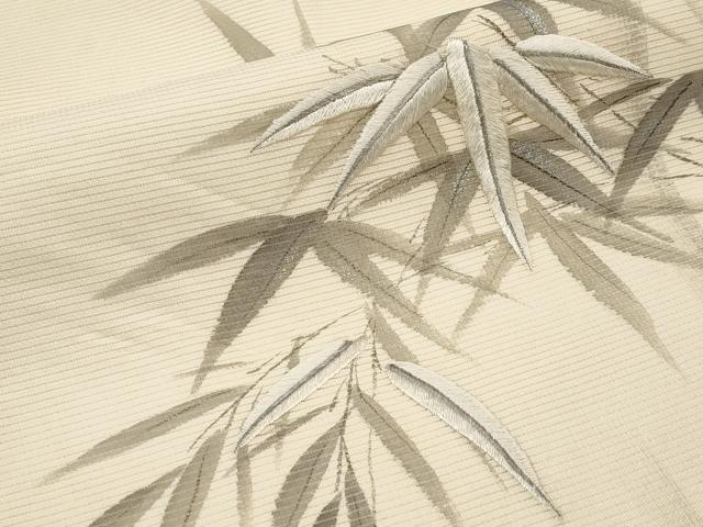 平和屋着物＊夏物　九寸名古屋帯　作家物　手描き　刺繍　笹竹文　正絹　逸品　CABH6024tx