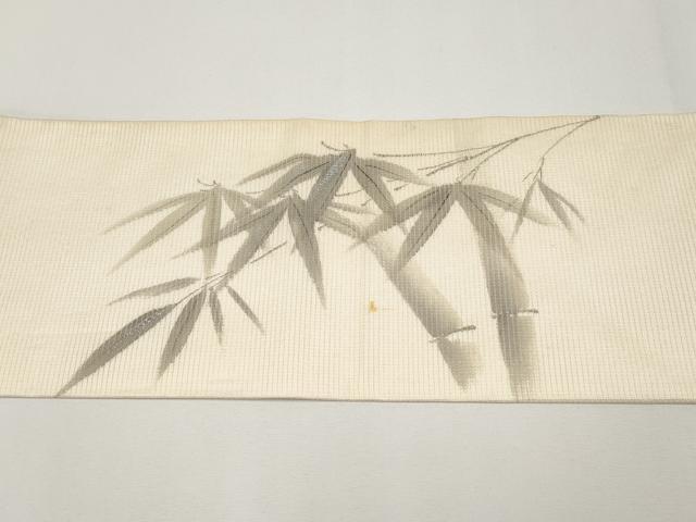平和屋着物＊夏物　九寸名古屋帯　作家物　手描き　刺繍　笹竹文　正絹　逸品　CABH6024tx