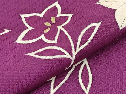 平和屋着物＊夏物　絽塩瀬　九寸名古屋帯　桔梗　金彩　正絹　逸品　CABH6026tx