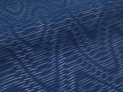 平和屋着物＊夏物　八寸名古屋帯　絽綴れ　よろけ縞　銀糸　紺青色　正絹　逸品　CABH6027tx
