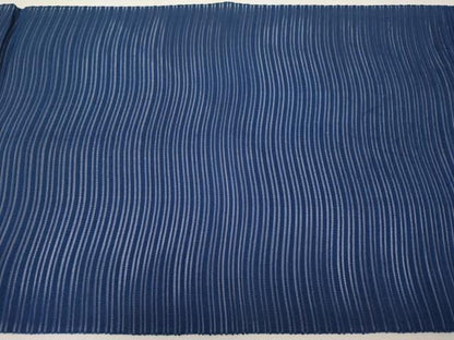 平和屋着物＊夏物　八寸名古屋帯　絽綴れ　よろけ縞　銀糸　紺青色　正絹　逸品　CABH6027tx