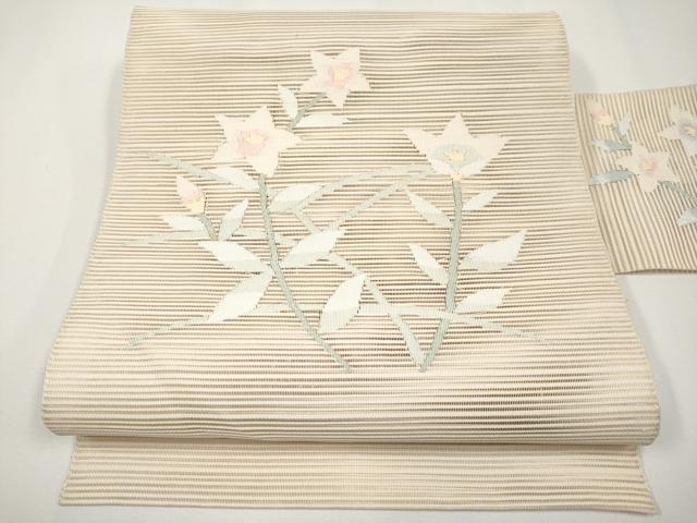 平和屋着物＊夏物　八寸名古屋帯　絽綴れ　枝花文　正絹　逸品　CABH6029tx