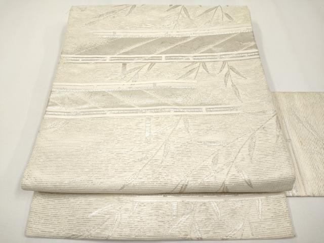 平和屋着物＊夏物　九寸名古屋帯　枝葉文　銀糸　正絹　逸品　CABH6030tx