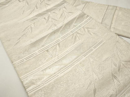 平和屋着物＊夏物　九寸名古屋帯　枝葉文　銀糸　正絹　逸品　CABH6030tx