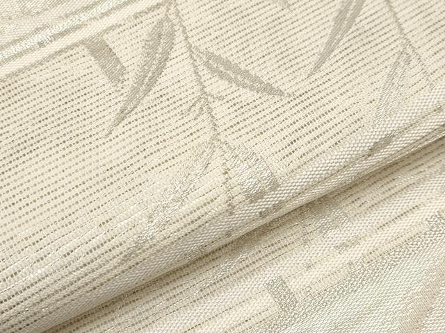 平和屋着物＊夏物　九寸名古屋帯　枝葉文　銀糸　正絹　逸品　CABH6030tx