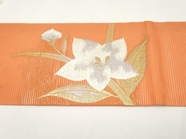 平和屋着物＊夏物　九寸名古屋帯　唐織　桔梗　金銀糸　正絹　逸品　CABH6032tx