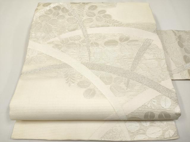 平和屋着物＊夏物　九寸名古屋帯　萩文　銀糸　正絹　逸品　CABH6035tx
