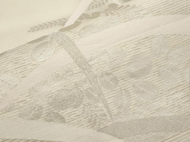 平和屋着物＊夏物　九寸名古屋帯　萩文　銀糸　正絹　逸品　CABH6035tx