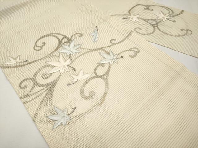 平和屋着物＊夏物　九寸名古屋帯　駒刺繍　竜田川　銀彩　正絹　逸品　CABH6036tx