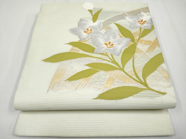 平和屋着物＊夏物　九寸開き名古屋帯　桔梗　金銀糸　正絹　逸品　CABH6039tx