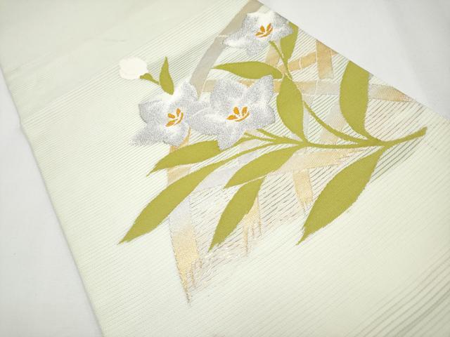 平和屋着物＊夏物　九寸開き名古屋帯　桔梗　金銀糸　正絹　逸品　CABH6039tx