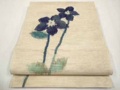 平和屋着物＊夏物　八寸名古屋帯　枝花文　正絹　逸品　CABH6041tx