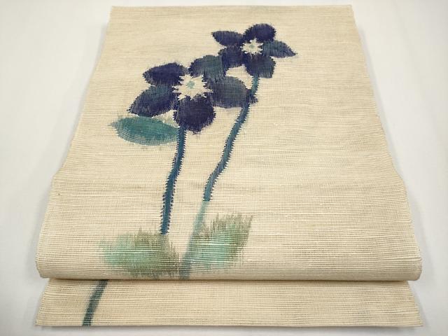 平和屋着物＊夏物　八寸名古屋帯　枝花文　正絹　逸品　CABH6041tx