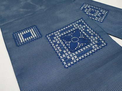 平和屋着物＊夏物　九寸名古屋帯　ドロンワーク　色紙花文　正絹　逸品　CABH6046tx
