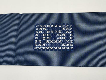 平和屋着物＊夏物　九寸名古屋帯　ドロンワーク　色紙花文　正絹　逸品　CABH6046tx