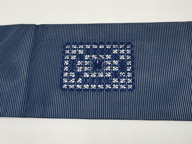 平和屋着物＊夏物　九寸名古屋帯　ドロンワーク　色紙花文　正絹　逸品　CABH6046tx