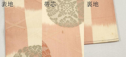 平和屋着物＊夏物　九寸名古屋帯　唐織　花丸文　正絹　逸品　CABH6049tx