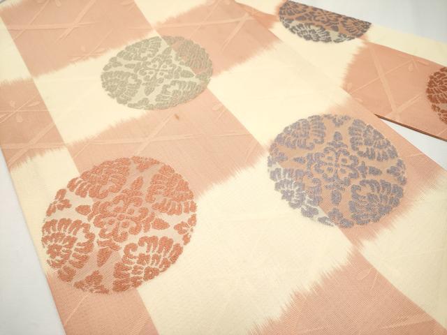 平和屋着物＊夏物　九寸名古屋帯　唐織　花丸文　正絹　逸品　CABH6049tx