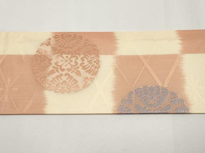 平和屋着物＊夏物　九寸名古屋帯　唐織　花丸文　正絹　逸品　CABH6049tx