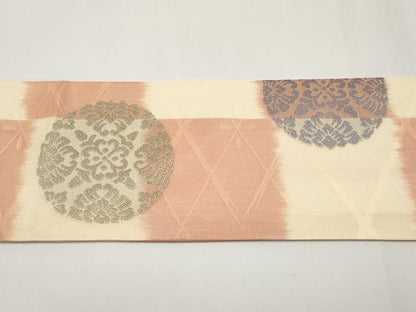 平和屋着物＊夏物　九寸名古屋帯　唐織　花丸文　正絹　逸品　CABH6049tx