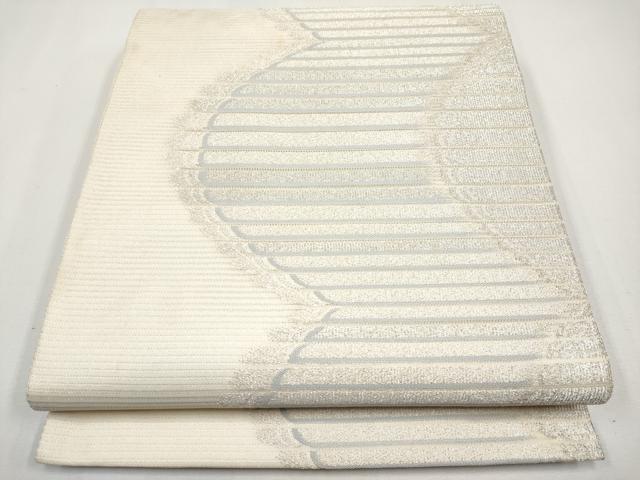 平和屋着物＊夏物 六通柄袋帯 横段文 銀糸 正絹 逸品 CABH6062tx