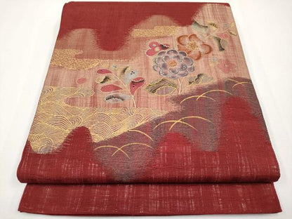 平和屋着物＊夏物　太鼓柄袋帯　刺繍　辻が花　金彩　正絹　逸品　CABH6069tx