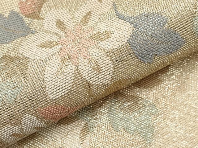 平和屋着物＊夏物 六通柄袋帯 花唐草文 金銀糸 正絹 逸品 CABH6074tx